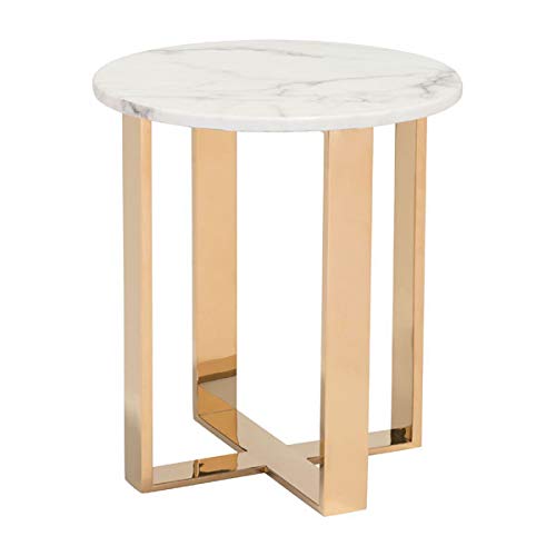 18.1" X 18.1" X 20.5" Stone And Gold Faux End Table