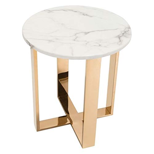 18.1" X 18.1" X 20.5" Stone And Gold Faux End Table